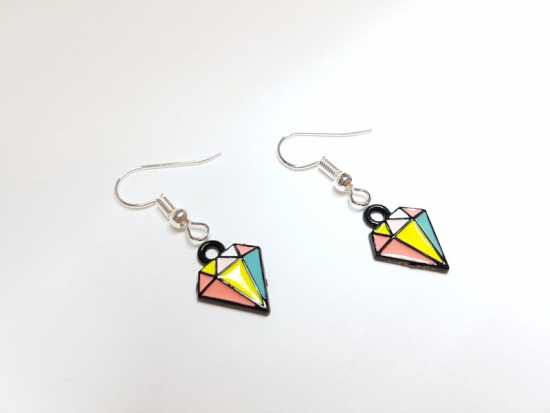 Preview: Diamant Optik Ohrringe bunt schwarz